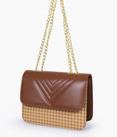 RTW Creation - Brown houndstooth chain cross-body bag
