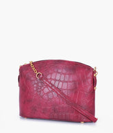 RTW Creation - Burgundy crocodile with chain strap cross-body bag