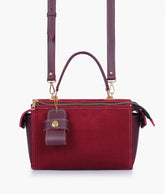 RTW Creation - Burgundy suede bowling bag with top-handle