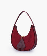 RTW Creation - Burgundy suede crescent hobo bag