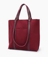 RTW Creation - Burgundy suede double-handle tote bag