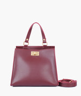 RTW Creation - Burgundy suede front lock top-handle mini bag