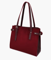 RTW Creation - Burgundy suede satchel tote bag