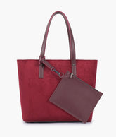 RTW Creation - Burgundy suede tote bag with detachable pouch