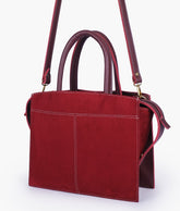 RTW Creation - Burgundy suede trapeze top-handle bag
