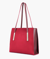 RTW Creation - Burgundy suede zipper shoulder bag with long handle