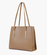 RTW Creation - Coffee zipper shoulder bag with long handle