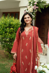 Baat Pakki Omal by Komal Stitched 3 Piece Dobby Suit-Mehrmah