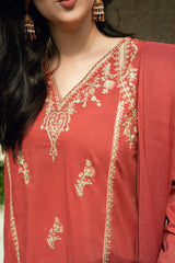 Baat Pakki Omal by Komal Stitched 3 Piece Dobby Suit-Mehrmah