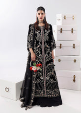 L'amore By Sardinia Unstitched 3 Piece Luxury Formals Handwork Edit Suit-Black Swan