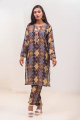 Silcot Stitched Summer Suit-Kahani-chin printed swiss