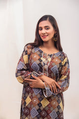 Silcot Stitched Summer Suit-Kahani-chin printed swiss