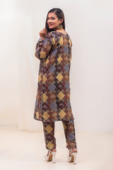 Silcot Stitched Summer Suit-Kahani-chin printed swiss