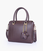 RTW Creation - Dark brown handbag with flower charm