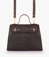 RTW Creation - Dark brown crocodile cross-body bag with top-handle