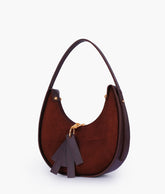RTW Creation - Dark brown suede crescent hobo bag