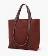 RTW Creation - Dark brown suede double-handle tote bag