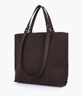 RTW Creation - Dark brown mocha suede double-handle tote