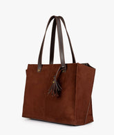 RTW Creation - Dark brown suede over the shoulder tote bag