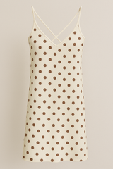 12 AM By Khawar Latif Polka Brown Dot grip silk Nightgown