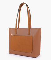 RTW Creation - Tan front pocket tote bag