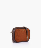 RTW Creation - Dark brown suede mini quilted crossbody bag