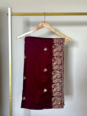 Mashrib Shawl Collection'2025-Maroon Embroidered Elegance