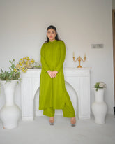 Zauk Stitched 2 Piece Collection-Pine Two Piece Dress