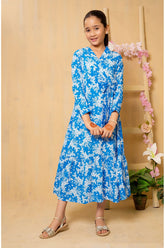 Adorable Floral Georgette Maxi Dress for Girls - Beautiful Printed Party Wear with Comfortable Fit.