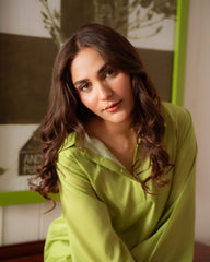 The Abstract Affair By Qariney Stitched 2 Piece Winter Collection'2024-Lime Forest