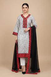 Madiha Gohar Stitched 2 Piece Printed Lawn Suit-Crimson