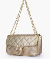 RTW Creation - Golden quilted small shoulder bag with chain
