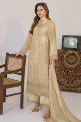 Serene By Azmeerah Stitched 3 Piece Hand Emb Festive Pret Suit-04-Golden Bliss