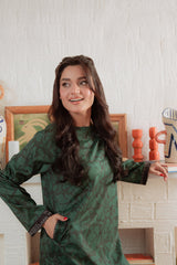 The Abstract Affair By Qariney Stitched 2 Piece Winter Collection'2024-Green On Green