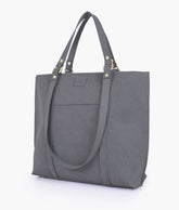 RTW Creation - Grey mocha suede double-handle tote
