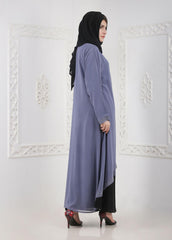 Hijab Ul Hareem Periwinkle with Black Designer Abaya A 0120-BC-A402