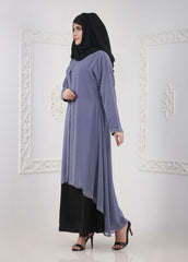 Hijab Ul Hareem Periwinkle with Black Designer Abaya A 0120-BC-A402