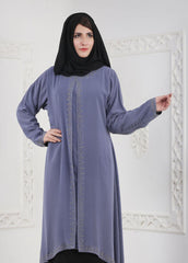 Hijab Ul Hareem Periwinkle with Black Designer Abaya A 0120-BC-A402