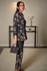 Dhaga Stitched 2 Piece Crepe Suit-Noir