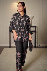 Dhaga Stitched 2 Piece Crepe Suit-Noir