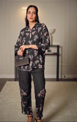 Dhaga Stitched 2 Piece Crepe Suit-Noir