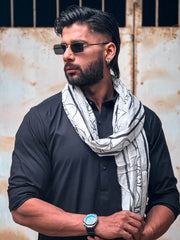 Tng By MD Mens Stole Collection-Floral Stole White