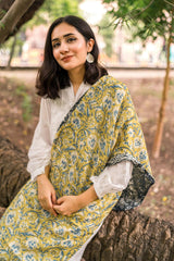 Tng By Md Stole Collection-Orchid Floral Stole (Black and Green)