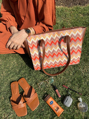 Fineur Side Rexine Canvas Tote Horizon
