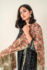 Tng By Md Stole Collection-Orchid Floral Stole | Olive | Double Sided