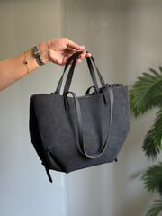 Fineur Luxora Suede Tote Bag - Black