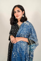 Tng By Md Stole Collection-Orchid Floral Stole | Blue | Double Sided