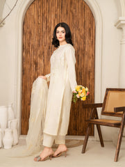 Tiraz Stitched 3 Piece Summer Suit-Noor