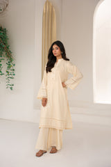 Abeera Stitched Co Ords Cotton Solid Edit-Ivory Dune-Se-08