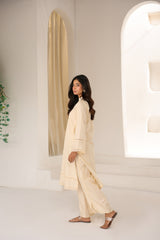 Abeera Stitched Co Ords Cotton Solid Edit-Ivory Dune-Se-08